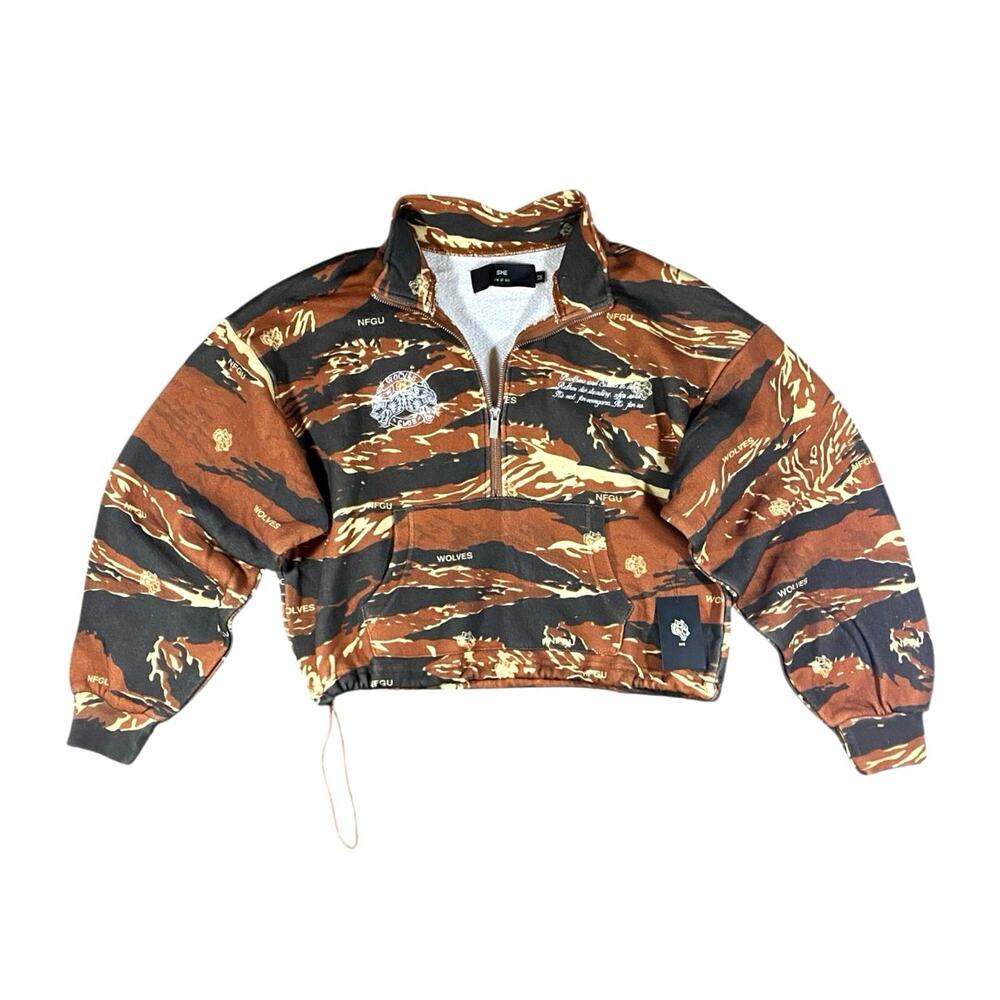 Darc Sport Laurel Everson Roman Tiger Camo Mockneck Sweater NWT - XS